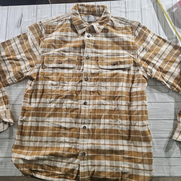 Everlane Shirt Mens Large Brown Plaid Flannel Button Up Long Sleeve Pockets - Picture 2 of 6